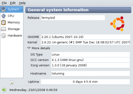 Sysinfo - Información del sistema en Ubuntu
